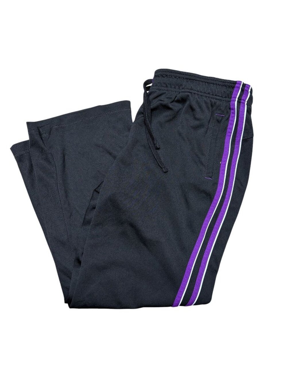 Made For Life Black Track Pants With Purple Stripe Size Petite Large
